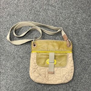 Fossil Keyper quilted shoulder bag green mustard yellow brown strap